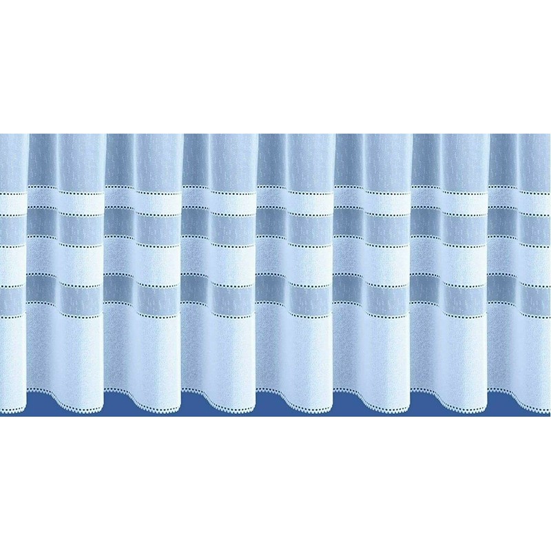 Maple Textiles Horizon Semi-Plain Stripe Ribbon Band White Net Curtain