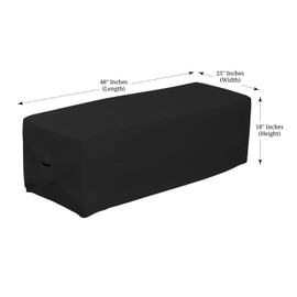 Covers & all Rectangular Fire Pit Cover, Rectangle shape, 12 Oz Waterproof UV & Weather Resistant, Patio Lawn Garden Backyard Outside, with Air Vents & Drawstrings (48"L x 25"W x 18"H Inches, Black)