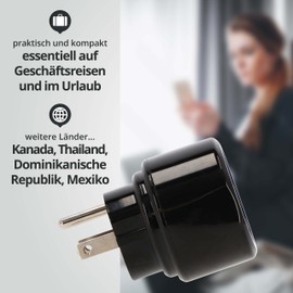 LED Universum LED Universum Reiseadapter f??r Schutzkontakt-/Euro-Stecker (Typ F) auf USA Kanada Japan Mexiko Dom.Rep. Steckdose (Typ B) - schwarz | Reisestecker Steckdosenadapter 1508550