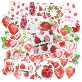 Pack of 46 Strawberry Stickers, Mini Size Cute Strawberry Scrapbook Stickers, DIY Decoration Sticker Set for Travel Suitcase, Laptop, Planner, Calendar, Scrapbook, Suitcase, Notebooks, Journal
