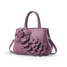 NICOLE & DORIS New Ladies Shoulder Bag Shoulder Bag Handbag Flower Pattern Purple M Elegant, purple, M, Stylish