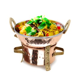 Zap Impex Original Indian 3 Piece Serving Set Karahi Angithi Stainless Steel Copper #3