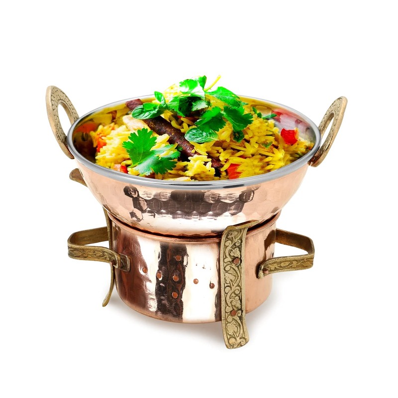 Zap Impex Original Indian 3 Piece Serving Set Karahi Angithi