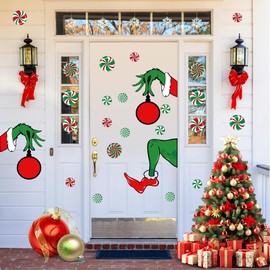 Christmas Door Sticker Decorations Winter Christmas Door Clings 16 Sheets, Funny Max Xmas Tree Wall Glass Stickers Holiday Decorations ，for Window Door Refrigerator Christmas