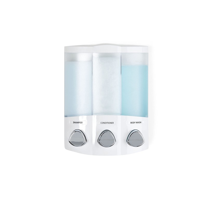 Croydex Triple Soap Dispenser, Shower Dispenser Wall Mounted, Lifts Off