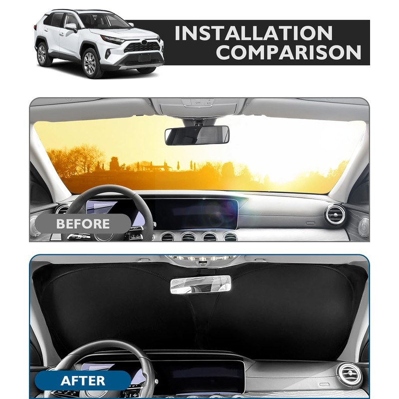 BIBLOZ Windshield Sun Shade for Toyota RAV4 2019-2023 2024 2025