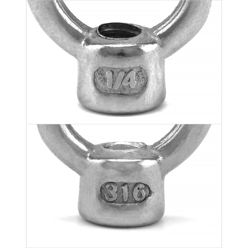 QWORK Lifting Eye Nut, 4 Pack, 1/4" UNC Marine Grade
