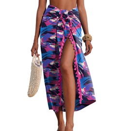 AI'MAGE Sarong Wraps for Women Long Beach Swimsuit Cover Up Swimwear Pareo with Tassels Bikini Skirt Coverup for Bathing Suit