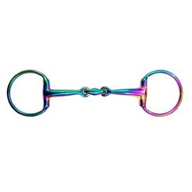 RIDING GEARS Rainbow Multi Color EGGBUTT Snaffle Horse Bits Double Jointed Horse Bit with Oval Link (5.25 INCH)