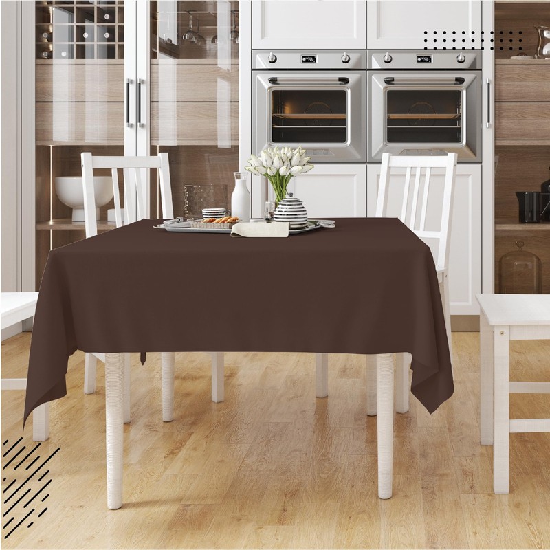 Encasa XO Cotton Canvas Tablecloth | Dark Taupe Plain |