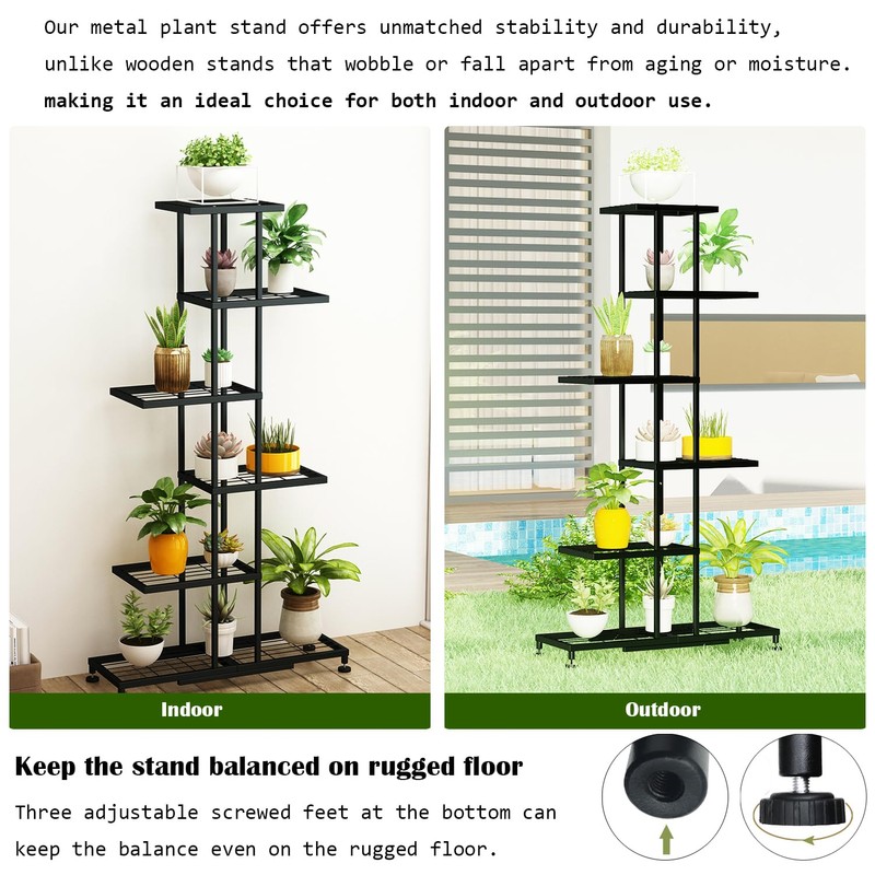 Metal Plant Stand, 6 Tier 12 Potted, Upgrade Multiple Plant