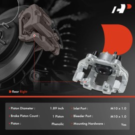 A-Premium Disc Brake Caliper Assembly with Bracket Compatible with Select Jeep and Dodge Models - Grand Cherokee 2011-2020, Durango 2011-2020 - Rear Right Passenger Side