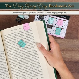 Christian Art Gifts Magnetic Scripture Bookmark Set for Men and Women: Pray Every Day Inspirational Pink and Teal Magnetic Bible Verse Pagemarker Set of 6 for Bibles and Books, Petite Cut Size 1” x 1”