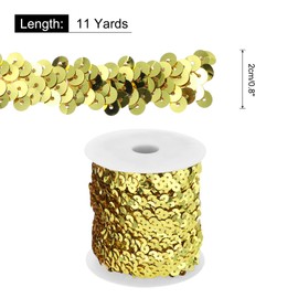 MECCANIXITY 11 Yards 0.8 Inch Elastic Sequins Trim 3 Row Flat Sequin Strip Paillette Sequins Fabric Ribbon for Crafts DIY Sequin Fringe Sewing Gold