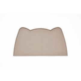 OHMO Silicone Cat Food Mat, Beige, Non-Skid Waterproof Dog Water Bowl Tray, Easy to Clean, 20*12inch