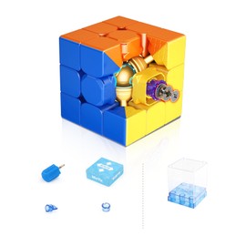 Moyu Super RS3M 3x3 Magic Cube, Professional 3x3 Puzzle Cube Stickerless Magnetic Master Cube Maglev Cube Ball-core Positing Gift for Speed Cuber (Maglev Ball-core Positioning Version)
