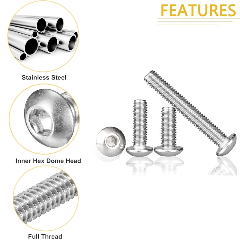 TA-VIGOR 60Pcs M3 x 8mm 304 Stainless Steel Button Head