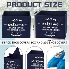 Suzile 200 Pack Disposable Shoe Covers with Shoe Covers Dispenser Box Waterproof Shoe Booties Disposable Non Slip Shoe Cover Box for Guests Indoor Open House Supplies(Dark Blue)