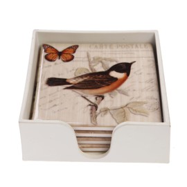 Set of 4 Sass & Belle Vintage Butterfly and Bird Ceramic Coasters