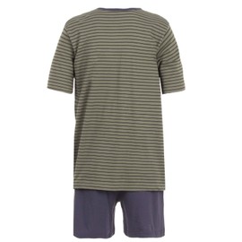 Henry Terre Men's Pyjamas 2-Piece Set Shorty Short Sleeve Striped V-Neck M-5XL Pyjamas, khaki