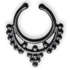 Fake Nose Ring/Hoop Ring Fake Septum Clicker Material: Brass Colour: Anodised Black Internal Diameter 8 mm