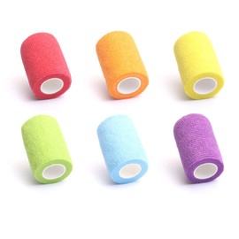 6-Pack Self Adhesive Bandage Wrap 3 Inch x 5 Yards, Elastic Athletic Tape, Tattoo Grip Tape, Non Woven Medical Tape for First Aid, Sports, Wrist, Ankle, Vet Wrap for Pets (Multi-Color)