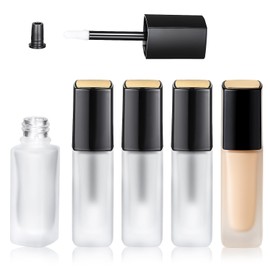 5 PCS Frosted Glass Lip Gloss Tubes, 5ml Empty Lip Gloss Tubes Refillable Lips Glosses Containers Mini Lips Balm Bottle Container with Wands and Stoppers for Samples Travel Split DIY Makeup