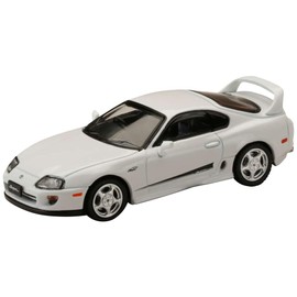 HJ64 1/64 Toyota Supra RZ (JZA80) Genuine Option Mounted Car with Active Spoiler Parts Super White II Finished Product