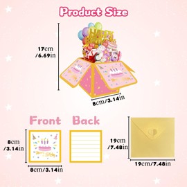 Happy Birthday Geburtstagskarte, 3D Pop Up Karten, Pop Up Geburtstagskarten mit Umschlag, 3D Pop-Up Geschenkbox und Geburtstagsgeschenk für Kinder & Erwachsene