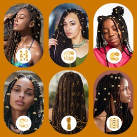 Ouligay 42Pcs Gold Hair Cuffs Charms Rings for Braids, Hair Jewellery for Braids, Adjustable Braid Clips Dreadlock Gold Accessories Pieces Jewelry for Men Women Festival