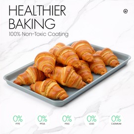 Ceramic Non Stick Baking Sheet Pan - Cookie Sheets for Baking, Naturally Non-Toxic Ceramic Coating, 2.2mm Thick oven trays for cooking, PTFE & PFOA Free, 15x10"