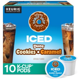The Original Donut Shop ICED Duos Cookies + Caramel Coffee, Keurig Single Serve K-Cup Pods, 60 Count (6 Packs of 10)