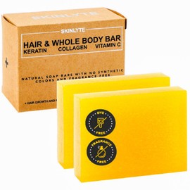 SKINLYTE Natural Hair & Whole Body Bar Soap -Hair & Skin Treatment- Keratin & Collagen Peptides | Hair: Promotes Growth, Repair, Strength, Volume | Skin: Anti-Aging, Firm, Elasticity w/Organic Sulfur