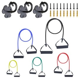 CHEKUGOU Resistance Bands for Working Out,Figure 8 Resistance Bands with Handles for Women Men Workout Wall Mount Anchors,Stretch Bands for Exercise,Resistance Training, Physical Therapy, Fitness