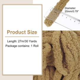 MECCANIXITY Chunky Yarn Bulky Thick Fluffy Yarn for Crochet Soft Chenille Blanket for Hand Knitting Crocheting (Khaki, 30 Yards/27m)