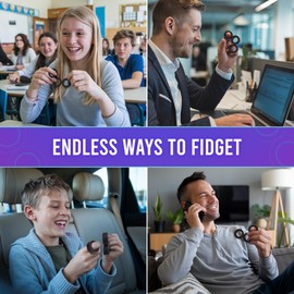 BUNMO Magnetic Rings - Fidget Toys Adults - Magnetic Fidget Rings - Endless Hours of Fun - Spin, Connect & Play - Engaging Fidget Toy for Boys & Girls - Great Teen Gift - Black