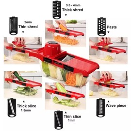 CUIXIN Vegetable Chopper, 10-Piece Set Multi-functional, Food and Veggie Chopper Slicer Cutter, Food Dicer with Container - 6 Blades, 1 Vegetable Cutter Body, PC Container and 1 Hand Guard