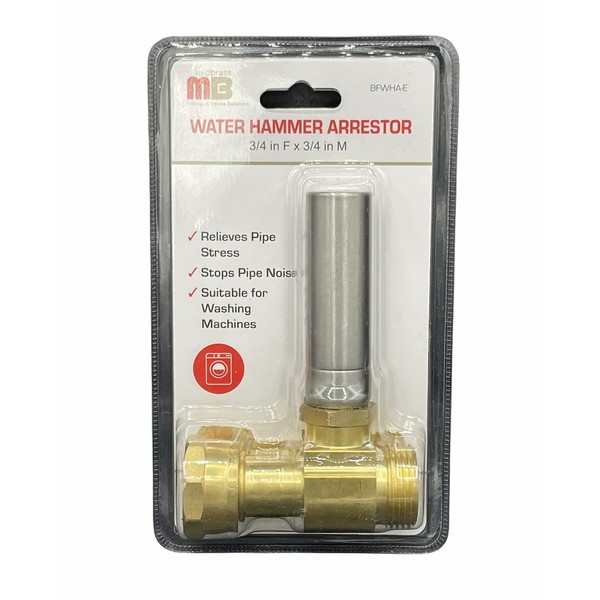 Midbrass Water Hammer Arrestor Suitable for UK Washing Machines 3/4'' Male - Female Arrester - Stops Noisy Banging Pipes Pipe Damage