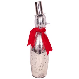 Sweet Summer Living Snowman, Figurines, Seasonal Gift, Table Top, Centerpiece 12 inch Height x 3 inch Width Mercury Glass Silver (12" H x 3" W)