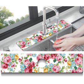 Kitchen Sink Splash Guard Faucet Mat -1 PC Super Absorbent Fast Drying Mat Sink Gadgets-Splash Guard Behind Faucet Drip Catcher for Kitchen, Bathroom,Sink Mat, Dish Drying Mat, Bathroom(23.5" X 5.5" )