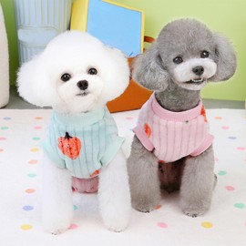 JOUHOI Pet Pullover Dog Sweater Strawberry Winter Puppy Clothes for Small Dogs Cats Warm Dog Knitwear Outfits Doggy Knitted Clothing with D-Ring, 2 Pack, Strawberry, X-Large