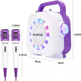Risebass Karaoke Machine with 2 Microphones, Bluetooth Portable Wireless Karaoke