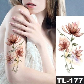 EROSPA® Temporary Tattoo Sheet / Sticker - Flowers Flowers - Waterproof - 19 x 9 cm
