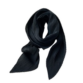 ANIDL Crinkle Solid Color Cotton Hemp Small Square Scarfs Silk Scarf,Female Four Seasons Thin Wrap Scarf Head Shawl (Black)