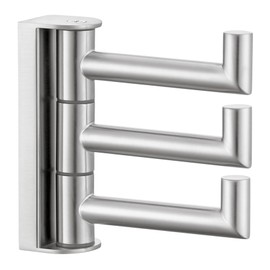 Angle Simple Swivel Towel Hook 3 Arms, SUS304 Stainless Steel Foldable Robe Towel Hook for Bathroom, Wall Coat Holder, Brushed Nickel