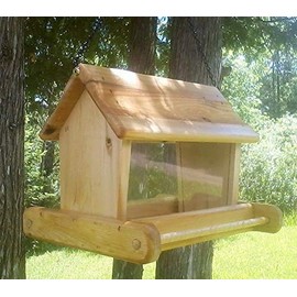 Large Hanging Cedar Wood Bird Feeder