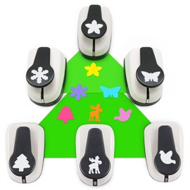 Hole Punch, 6PCS Shape Hole Punches, Christmas Hole Punch Set, Snowflake Paper Punch, Flower Hole Puncher for Crafts, Butterfly Craft Punches, 1 Inch Paper Punches for Scrapbook Card Making