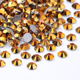 Meibite Gold Flatback Rhinestones, Glass Rhinestones for Nail Art and Craft, Glue Fix, Loose Crystal Gemstones(Gold, SS12, 1440pcs, 2.9-3.0mm)