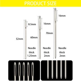 Sewing Needles, Dujelixa Wool Needle Silver, Darning Needle(10Pcs*2.0*70mm + 10Pcs*2.0*60mm + 10Pcs*1.25*52mm)+ Elbow Tweezers, Needle suitable for cross stitch, ribbon embroidery, Sweater, etc.