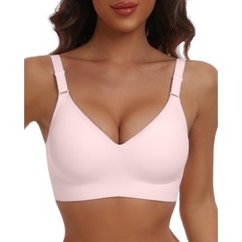 HORISUN Women's Push Up Bras Comfortable Seamless Wirefree Full Coverage Bra(Pink M)